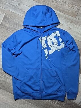 DC Trademark Vintage Y2K Largw Logo Print Zip-up Hoodie Sz Lg